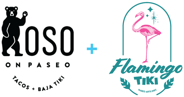 OSO Paseo and Flamingo Tiki Logos Combined